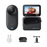 Câmera de vlogging Insta360 GO 3S preta portátil minúscula de 128 GB 4K, POV sem usar as mãos, monte em qualquer lugar, estabilização, bateria que dura 140 minutos, impermeável até 10 m, POV de pets
