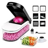 LUMAI Cortador de Legumes e Ralador Premium com 1,2L e Lâminas Aço Inox