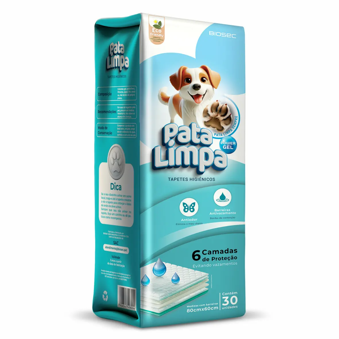 Tapete Higiênico 80x60 30un Pata Limpa Descartável Cachorro Pet Cão Fralda Manta Absorvente - R$ 47,9