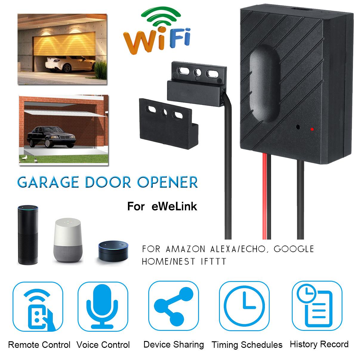 Para ewelink wifi interruptor da porta da garagem controlador para carro abridor de porta da garagem app controle remoto sincronismo voz alexa google|Controle remoto inteligente| - AliExpress