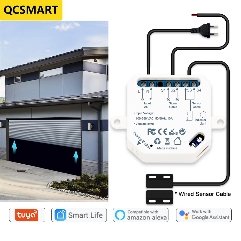 Sensor abridor de porta de garagem, com controle remoto, interruptor wifi, tuya, alerta no aplicativo, funciona com o google home e alexa, automação de casa|Controle remoto inteligente| - AliExpress