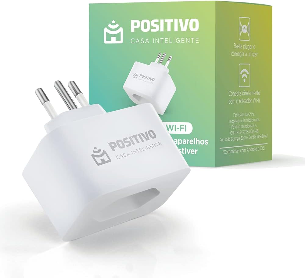 Smart Plug Wi-Fi, Positivo Casa Inteligente, ligue ou desligue seus eletrodomésticos através do celular, Compatível com Alexa
