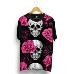 Camiseta BSC Skull Pink Rose Full Print – Preto