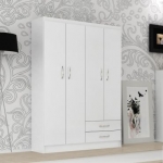 Guarda Roupa Solteiro 4 Portas 2 Gavetas Atalaia Evidência Móveis Branco